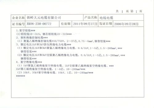 生产许可证